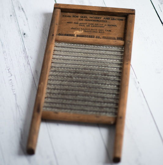 Vintage 1940s Columbus Washboard Co. Travel Washboard